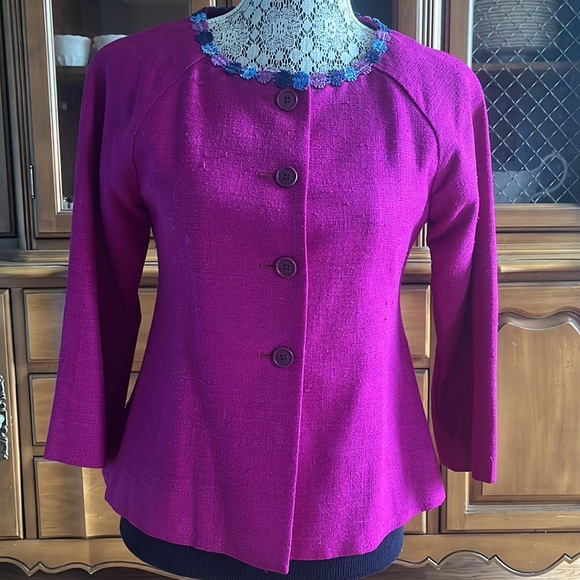 NWT Romeo Gigli Silk Purple Jacket Size 2 - Picture 7 of 10